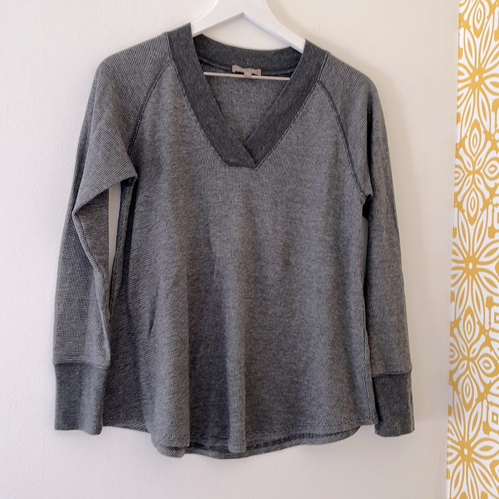 Lilla P V Neck top. Size XS. Bluish Gray. Gently worn.